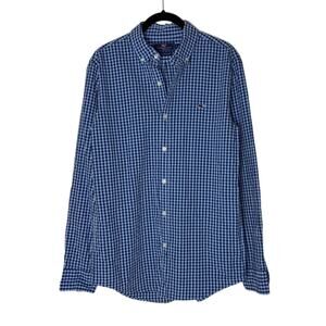 Vineyard Vines Slim Fit Seersucker Shirt Men's Small Stretch Cotton Blue Check